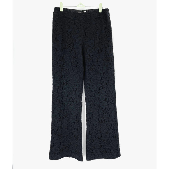 SB by Sachin & Babi Lace Wide-Leg Pants Black Size 8 High Rise Side‎ Zip Lined - Picture 1 of 10